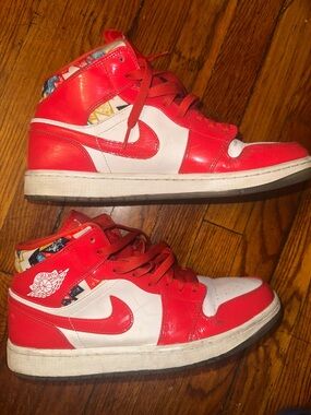 Jordan 1 Barcelona Sweater Red Patent Sneaker